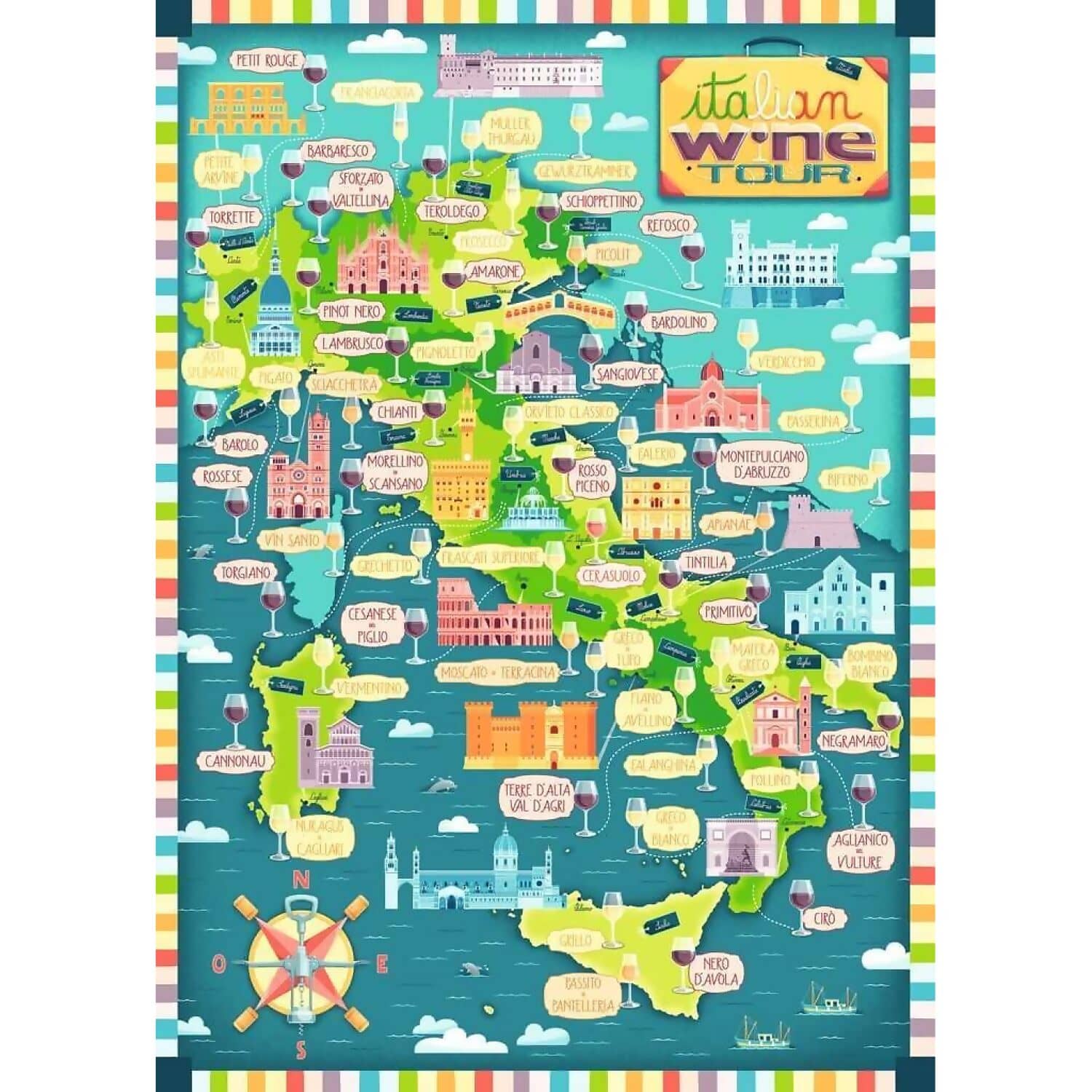 Ravensburger - Italian Wine Tour Map Jigsaw Puzzle 1000pc