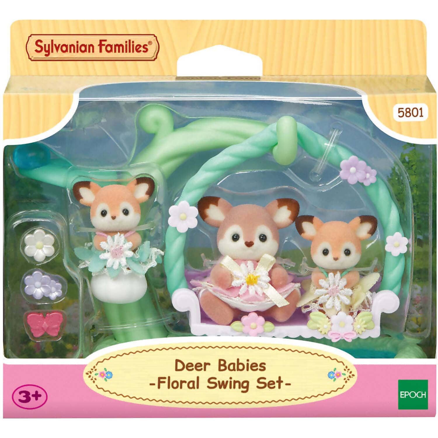 Sylvanian Families - Deer Babies Floral Swing Set Animal Doll Playset