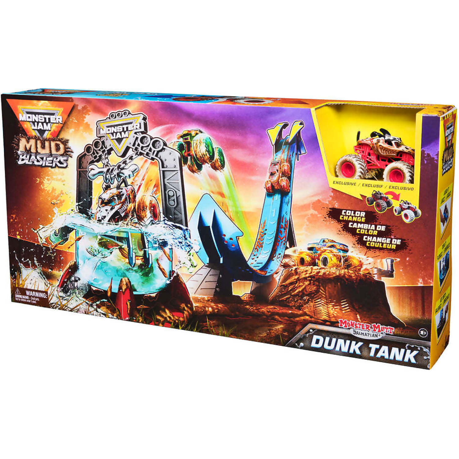 Monster Jam - 1:64 Mud Blasters Dunk Tank Playset - Monster Mutt Dalmation - Spin Master