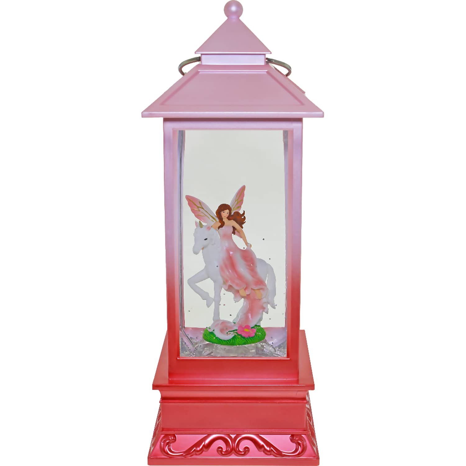 Cotton Candy - Pink Twirling Motion Lantern Fairy Riding Unicorn