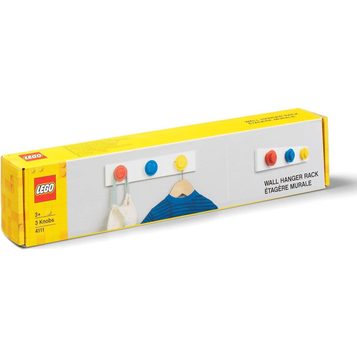 LEGO Wall Hanger Rack Red / Bright Blue and Yellow - Room Copenhagen