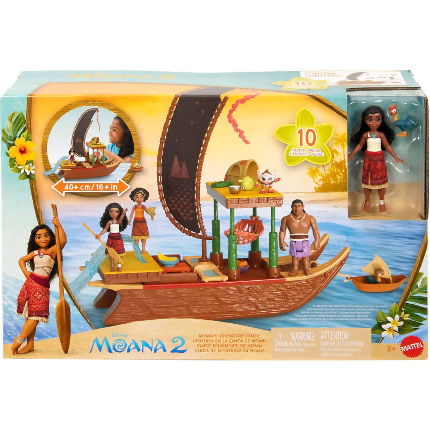 Disney Moana 2 - Moana's Adventure Canoe Playset - Mattel