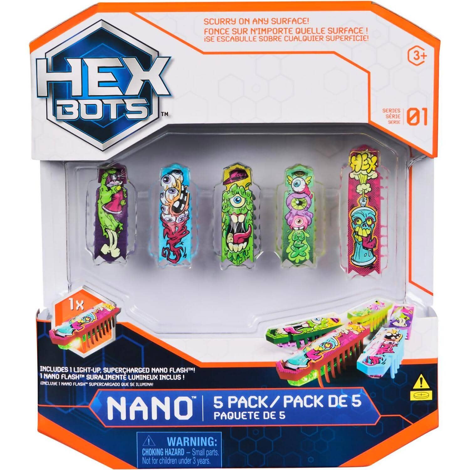 Hex Bots - Nano 5pk 4 Nano Bugs With Bonus Flash Nano